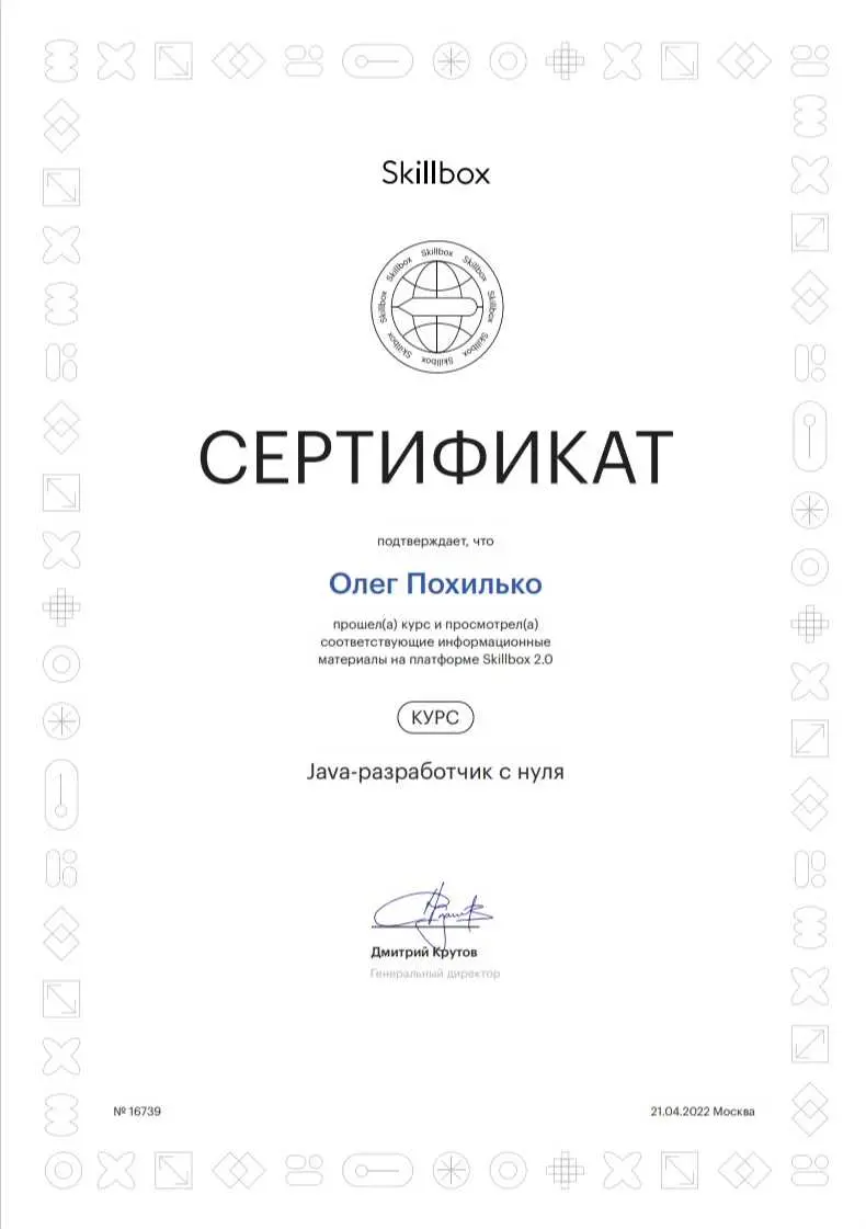 Сертификат Java Basic